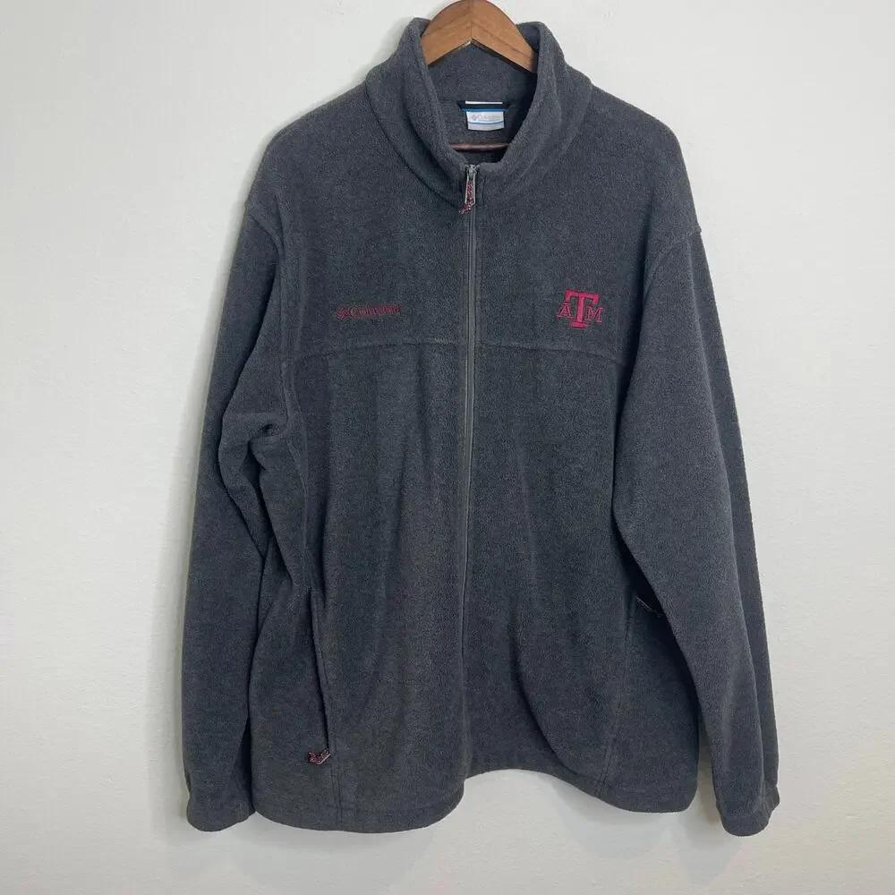 Columbia Texas A&M Aggies Full Zip Fleece Jacket Gray 2XL NCAA